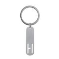 Polished stainless steel bar keychain featuring a hollow letter H cutout design - Letter H