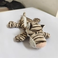 Astuccio in peluche con motivo a tigre per studenti con testa di animale e cerniera - Tigre a strisce nere