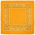 Vibrant orange bandana with classic white paisley pattern made of breathable fabric - Gold