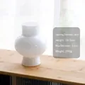 White gourd-shaped glass vase in milky finish, 18.5cm height for minimalist home decor - Pure White