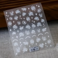 Japanese style white rose and pearl chain nail art stickers, model TS-3260 - TS-3260 (Bead Chain Flower Island)