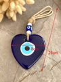 Ciondolo a cuore in vetro Malocchio turco per decorazione murale, largo 8cm - Cuore Grande Malocchio Stile C (Lunghezza Totale 25cm)