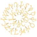 Set of 26 18K gold plated stainless steel capital letter charms in a circular layout - A-Z Alphabet Set