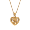 Collier en acier inoxydable plaqué or 18K avec pendentif cœur et fleur de nacre - Style Coeur Fleur Coquille / Or
