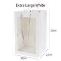 Extra large white gift bag with transparent window and silk handles for flowers - Extra Large White 50*30*25