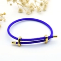 Detail of blue braided wire rope bracelet with adjustable gold slide clasp and end tips - 3mm Semi-finished (Single End Fixed) / Blue-11