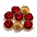Pendentif carré doré avec cristal facetté rouge foncé pour création de bijoux DIY - Style A Rouge