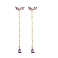 Vergoldete Quastenohrringe mit violetten Zirkon-Kristallen auf weißem Hintergrund - Gold Purpur Geometrischer Stil (CE00120CX Purpur)