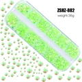 Light green iridescent faceted flatback resin rhinestones in a 12-grid organizer box - Light Green AB (ZSHZ-882)