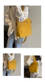 Detailed views of yellow canvas tote bag with adjustable shoulder strap and zip closure - Yellow