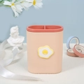Pink Nordic desktop pen holder with cute egg pattern and double compartment organizer - Egg