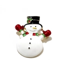 Lindo broche de muñeco de nieve con sombrero negro y bufanda roja para Navidad - Muñeco de nieve con sombrero negro
