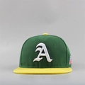 Flat brim baseball cap in forest green and yellow featuring 3D white embroidered A - Adjustable (55-60CM) / Slanted A Contrast Green