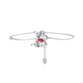 Elegant S925 sterling silver butterfly bracelet featuring red and white zircon crystals - Lzb02-p