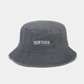Detailed embroidery of NEW YORK text on a charcoal grey washed cotton bucket hat - One Size / Gray