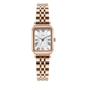 Montre rectangulaire élégante en or rose avec chiffres romains et bracelet en acier - Or Rose Blanc