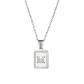 Titanium steel necklace featuring a silver M letter pendant with white shell inlay - Letter M