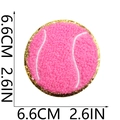 Pink chenille tennis ball patch with gold glitter edge and 6.6cm diameter measurement - Pink Tennis Style (Size 9) / Pink and White with Gold