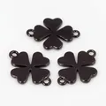 Ensemble de 3 connecteurs trèfles à quatre feuilles en métal noir poli pour bijoux - Trèfle à quatre feuilles / Plaqué Noir de Fusil