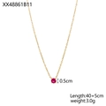 Detail view of 18K gold plated necklace with 0.5cm red zircon pendant and O-chain dimensions - July-Rose Red