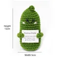 Handmade crochet positive pickle doll with encouragement card, 12cm tall detail view - Christmas Green Pickle with Positive Card