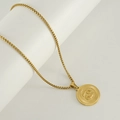 Minimalist 18K gold Cancer zodiac coin pendant necklace with a sleek box chain - Cancer