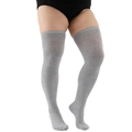 Plus size over-the-knee socks for women in grey knit with elastic anti-slip cuffs - Plus Size / Light Gray