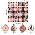 Set of 16 rose gold Christmas tree ornaments with matte, glitter, and geometric designs - Rose Gold Theme Texture - 16PCS