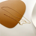 Double-layered gold titanium steel necklace with small bear pendant and freshwater pearls - Thin Titanium Steel Chain