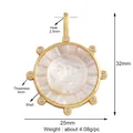 Pendentif soleil doré avec visage en coquillage et zircons, hauteur 32mm - Coquillage Soleil Zircone