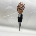 Seashell wine bottle stopper with natural brown shell design and stainless steel cone - Mud Dragon Shell Stopper