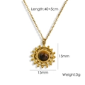 Collana sole vintage francese con ciondolo occhio di tigre in acciaio dorato 14K - Collana