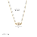 Collier pendentif cacahuète ovale en acier doré avec incrustation de zircons brillants - Ellipse