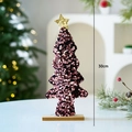 30cm pink and black sequin Christmas tree ornament with gold star and wooden base - Purple Christmas Tree