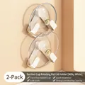 Set of 2 cream-colored suction cup pot lid holders with golden knobs on wall - 2 Pcs/Set / Cream