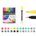 24-color dual tip watercolor markers set in black barrel with clear plastic storage case - New Style Black 24 Colors Soft Tip