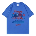 Bright blue Independence Day T-shirt with heart flag print and Happy 4th July text - XS / Royal Blue 4th July Heart Style