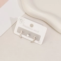 Three-piece silver stainless steel stud earring set with maple leaf and clear zircon stone - Wheat Ear Silver