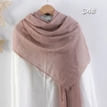 Solid mauve cotton linen long scarf with crinkle texture and fine fringed edges - Dusty Pink