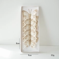 Set of 6 white mesh Christmas butterfly ornaments with gold glitter finish 8x9cm - Style C (Large)