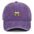 Detail of beer glasses embroidery on purple washed cotton vintage baseball cap - Adjustable / Purple