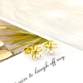 Elegant gold hollow flower stud earrings with five-petal design on white art card - Gold Hollow Flower Pin (Single)