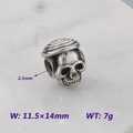 Skull bead for DIY jewelry with 11.5x14mm size and 2.1mm hole diameter in antique silver - Spiral Ornament Skull (KLJ9087-KJX)