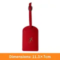 Red PU leather luggage tag with gold airplane pattern and metal buckle strap, 11.3x7cm - Luggage Tag / Red