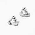 Minimalist silver triangle stud earrings with 3D geometric conical structure design - Silver Style (PDE2779)