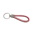 Portachiavi in ecopelle intrecciata rossa e bianca con anello in argento lucido - Rosso & Bianco
