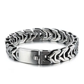 Mens punk silver stainless steel dragon bone chain bracelet with folding clasp - 24cm / Style C (KB112927-BD) / Steel