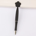 Creative black ballpoint pen with a minimalist flower topper on white background - Flower / Black