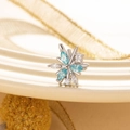 Clou d'oreille flocon argenté avec pierres marquises bleues et blanches et fermoir à vis - Style de Feu d'Artifice (A235-3# Bleu de Mer)