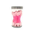 Pink double-ended sponge eyeshadow brushes stored in a clear cylindrical container - 6.5cm Pink Handle Pink Sponge - 25 Pcs Tube